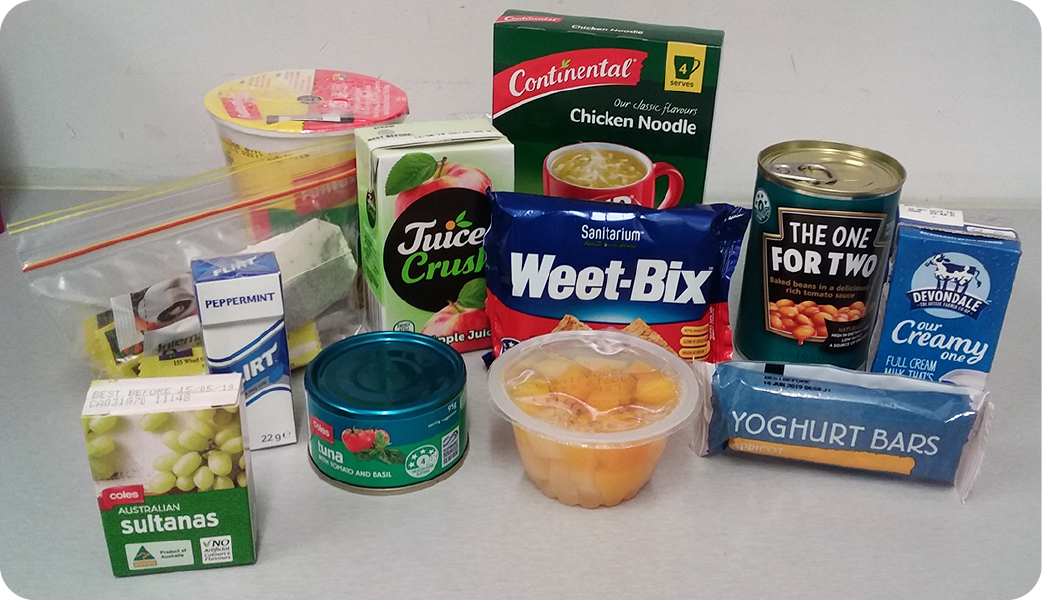 Emergency food pack contents