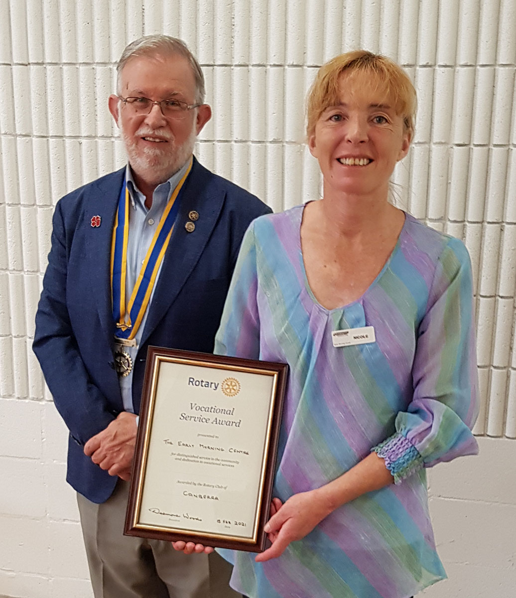 Rotary Recognition for the Early Morning Centre Canberra